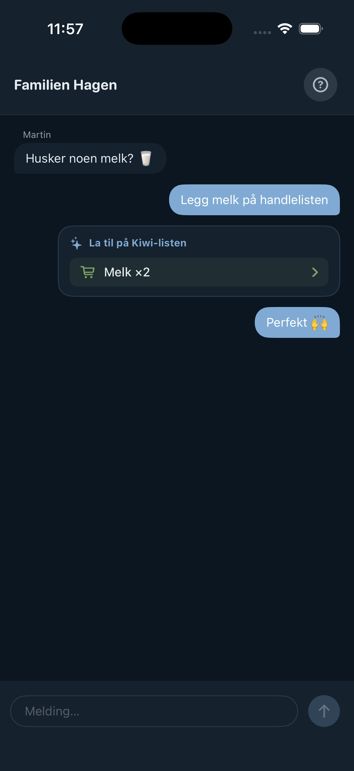 Familiechat med Nubly AI-hjelper