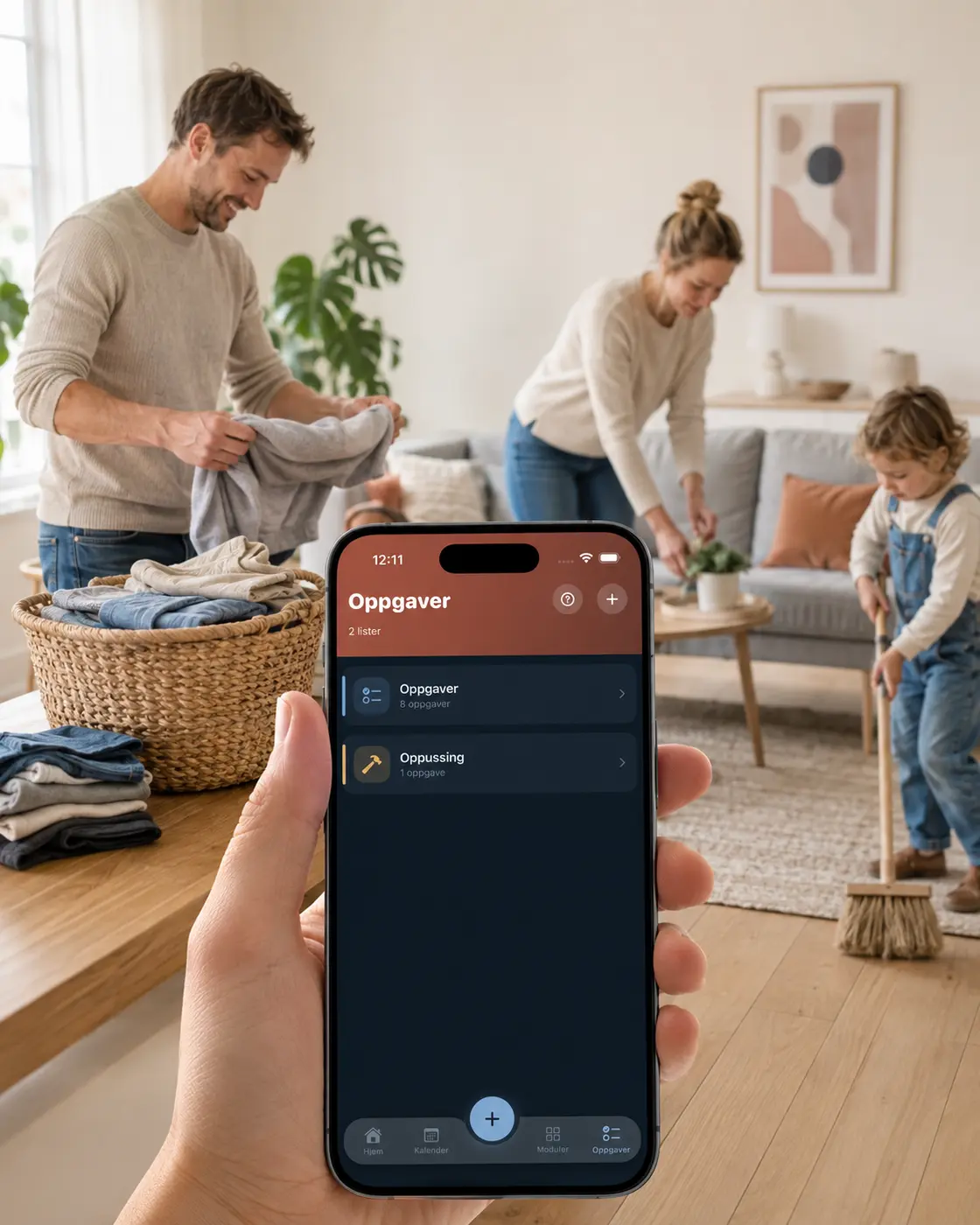 Hele familien deler på oppgavene med Nubly Planner